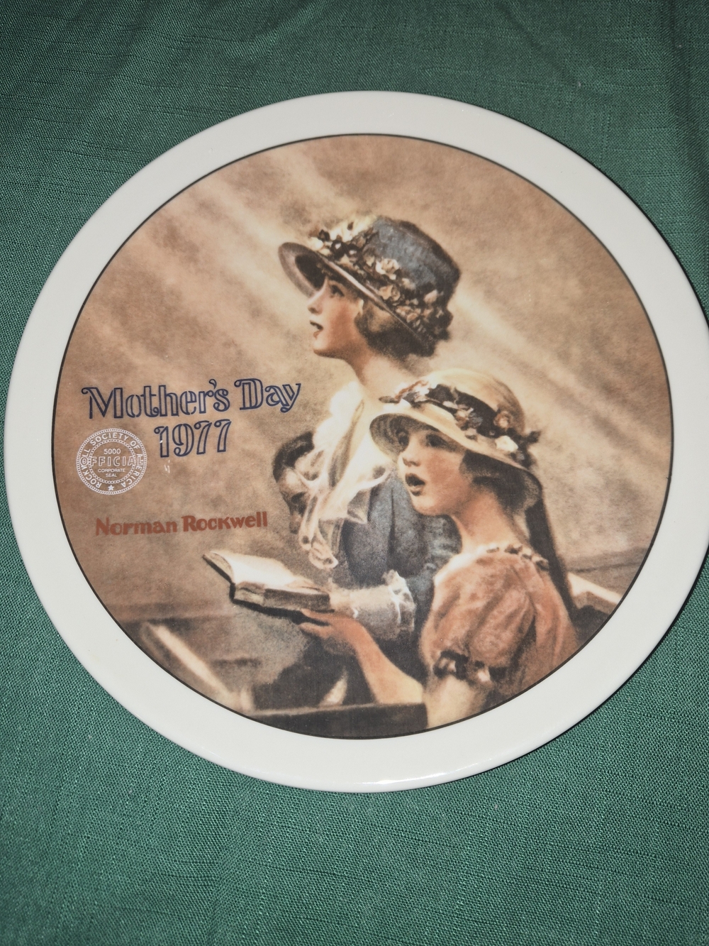 Norman Rockwell Soft Brown & Blue Mother's Day Decorative Plate